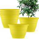 RooTrimmer Plant Pot Set of 3, 10" Outside Diameter Flower Pots, 8.5" Inner Diameter Plant Planters with Drainage Hole, Durable Garden Pots Perfect for Indoor & Outdoor Plant Planting, Decor, Yellow