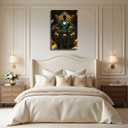 BJYCHG Black Man Wall Art Black King Wall Decor African King Pictures Afro Crown Canvas Prints Green Gold Paintings for Man Bedroom Living Room Office Frame (20L x 16W)