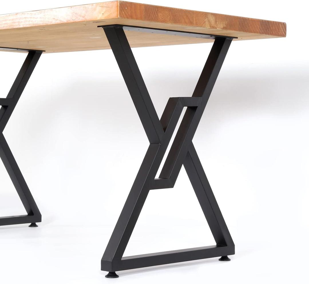 SSS Furniture Metal Table Legs 2 Pack Heavy Duty Furniture Legs 28Height 20Wide Rustic Decory Square Tube Iron Desk Legs Office Table Legs Industrial Country Style Metal Dining Legs (3)