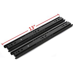 A Pair of Black Metal Quiet Ball Bearing Full Extension 3 Section Drawer Slide, Side Mount