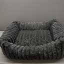 Small Dog Beds for Small Dogs - Washable Cat Beds for Indoor Cats, Rectangle Orthopedic Puppy Bed with Fluffy Removable Cover, 20x19x7inches, Grey