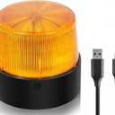 LE228 (Mini) Amber LED USB Rechargeable Strobe Beacon | Selectable Rotation & Flash Modes | Strong Magnetic Base for Car Truck Emergency Construction | Energy Class A++