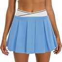 BMJL Womens Tennis Skirt Blue Pleated Golf Mini Skorts Summer High Waisted Workout Athletic Shorts Pockets(S, Blue)