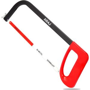 AIRAJ 12 In High-Tension Hacksaw with 24 TPI Bi-Metal Blade, Hand Saw Suitable for Metal, Wood, PVC