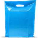 Blue Merchandise Plastic Shopping Bags - 100 Pack 9" x 12" with 1.5 mil Thick - Die Cut Handles - Perfect for Retail, Party Favors, Birthdays, Goodie Bags - Color Blue - Recyclable