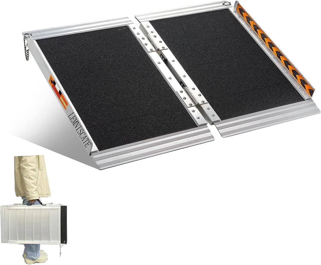 LEMNISCATE Portable Wheelchair Ramp 2FT, Wheelchair Ramps for Home Steps, Non-Slip Handicap Ramp with Handle, Folding Wheel Chair Ramps for Homes Steps, Stairs, Doorways, Scooter, 800LBS Capacity