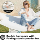 14ft Two Person Outdoor Hammock, Portable Camping with Folding Steel Spreader Bar, Carrying Bag, Carabiners, Tree Straps, Pillow & Sidebag, Quick Dry Textilene Fabric, 550 lbs Capacity (Sunset)