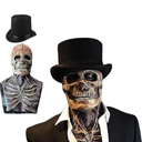 Halloween Skull Mask Scary Full Head Latex Skeleton Mask Moving Jaw,Creepy Biochemical Bare Brain Mask Halloween Decorations (with Hat)