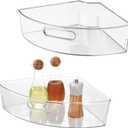 iDesign Clear Plastic 1/4 Wedge Bin for Corner Lazy Susan Cabinet, Kitchen Cabinet Organizer, 2-Pack