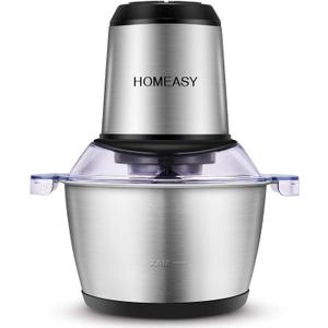 HOMEASY Meat Grinder Electric, Food Processor 2L Stainless Steel Meat Blender Food Chopper for Meat, Vegetables, Fruits and Nuts with 4 Sharp Blades, 350W, 8 Cups
