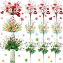 Zeyune 12 Pcs St. Patricks Day Easter Centerpieces for Tables Set 9 Holiday Picks with 3 Vases Shamrock Leaf Egg Branches St. Patricks Day Easter Picks Valentine for Table Living Room Home