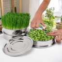 Tlence 9" Stackable Stainless Steel Seed Sprouting Kit, 3-Tier Mesh Germination Tray, Seed Sprout Grower with Lid Base, Microgreens Propagator for Beans Peas Broccoli Wheat Grass, Soil Free