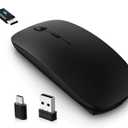 cimetech Rechargeable USB C Mouse, Type C Wireless Mice for MacBook Air, USB-A & Type-C Receiver, Portable Lightweight Optical Design, Quiet Click, for Computer PC Laptop (C-Charging Port) - Black