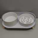 Elevated Slow Feeder Dog Bowls  Ceramic Food and Water Bowl Set with Stand  Raised Pet Dishes for Small and Medium Sized Dogs