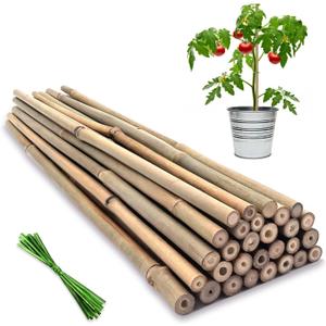 Plant Stakes,18 Inches Natural Garden Bamboo Sticks,BOVITRO 20Pcs Plant Support Stakes for Tomatoes,Beans,Vegetable and Potted Plants