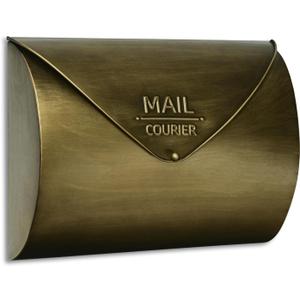 Outdoor Wall Mount Mailbox, 13 x 3.24 x 10.3 inch Antique Brass Waterproof Mail Box, Heavy Duty Wall-Mounted Mailboxes for Home, Envelopes, Magazines & Small Packages