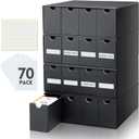 Cholemy Trading Card Storage Box Card Organizer 15000+ with 70 Cardboard Storage Divider, Label Sticker for Collection Compatible with Tcg, Sport Cards(4 Row, 4 in A Row,Black)