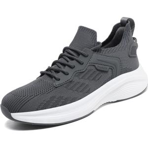 Slip On Casual Walking Shoes Lightweight Breathable Jogger Running Shoes Comfortable Workout Gym Fashion Sneakers for Men Women (Grey)(13 Women/11 Men)