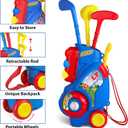 Toddler Golf Set for Boys Girls 1 2 3 4 Years Old, Upgraded Kids Golf Cart with Putting Mat & Cornhole Board, Outdoor Indoor Sports Toys, Blue