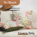 Throw Pillow Covers 18x18 - Set of 2 Decorative Pillow Cases Soft Pillowcase with Zipper Aesthetic Cute Design Boho for Cushion Chair Sofa Bed Bedroom Living Room Home Decor, Green Red Flower