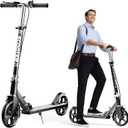 Scooters for Kids 8-12, Teens & Adults - Lightweight, Foldable, 8-Inch Big Wheels, Hand Brake & Bell, 4 Adjustable Height Levels, 240 lbs Max Load, Perfect for School, Campus and Park Rides (Black)