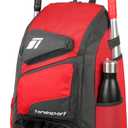 Baseball Bag - Backpack for Baseball, Softball, Tball - Adults & Youth Bat Bag (Red)