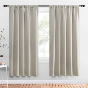 NICETOWN Blackout Curtains for Living Curtains, Room Darkening Window Curtain Panels, Easy-Care Solid Thermal Insulated Draperies/Drapes for Daughter Room (Natural, 2 Panels, 52 by 72)
