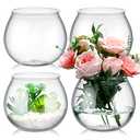 FoldTier 4 Pcs Plastic Fish Bowls for Centerpieces 27 oz Clear Fish Bowl for Drinks Unbreakable Heavy Duty Round Vase for Table Centerpieces Wedding Event Home Decor