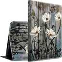Case for Kindle Fire HD 10 Tablet 10.1" 7th/9th Generation 2017/2019 Release Lightweight Smart Case PU Leather Adjustable Stand Protective Cover with Auto Wake/Sleep - Floral Flower Butterfly