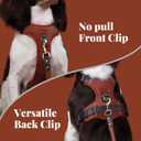 No Pull Dog Harness Medium Sized Dog,Stylish PU Leather Vest with Easy Control Handle,No Choke Front Clip with 2 Metal Leash Clips,Reflective & Adjustable for Walking,Brown,Chest 22-29"