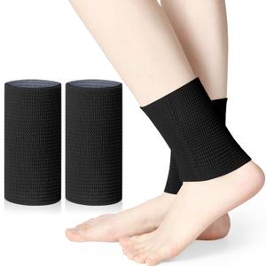 Zomiboo 2 Pcs Ankle Gel Sleeves Padded Socks Skateboard Accessories Ankle Pads Compression Sleeve Protector Brace for Skating Riding Ski Protection Foot Support Socks(Black)