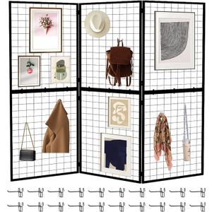 Foldable Gridwall Display Panel - 3 Pack of 2x5 Ft Heavy Duty Z Unit Wire Grid Wall Panels for Retail Store, Trade Show, Pop Up Shop, Versatile Merchandiser Display