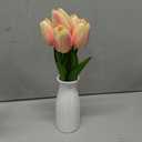 Briful 1 Packs Faux Flowers Artificial Tulips with Ceramic Vase, Poly Foam Pink Tulips Real Touch Flower Arrangement for Home Kitchen Wedding Centerpiece Decoration