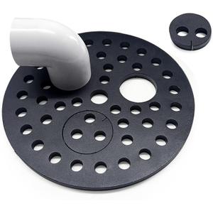 6-1/2 inch Drain Cover with Integrated Ports, Floor Drain with Removable Round Disc, 6.5" Garage Drain Cover Replacement Solution, Floor Strainer, 1PCS Black