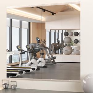 Gym Mirror, 48''x30'' 2PCS Mirrors for Home Gym Wall Large, Full Body Mirror for Yoga, Garage, Dance Studio, Anti-Rust, Tempered Glass,Frameless Rectangle Wall-Mounted Workout Mirrors