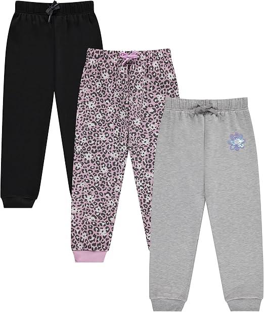 BTween Kids Girls Fashion Stretch Waist Ultra Soft Jogger Pants Set 3 Pack Bundle 7/8