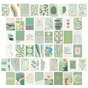 Jiovbiol Photo Collage Kit for Wall Aesthetic Pictures 50 Set 4x6 Inch, Sage Green Wall Decor for Bedroom,Decorative Aesthetics Poster for College Girl Dormitory 2Pcs