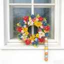 18 Inch Artificial Easter Wreath, Colorful Floral Easter Wreath&Egg Decor,Home Decor for Table, Mantel, Indoor Spring Decor