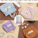 Jeffdad 6Pcs Corduroy Elastic Hair Tie Organizer, Cute Makeup Purse Portable Travel Organizer Bag Multipurpose Cosmetic Accessories Storage 6 Colors