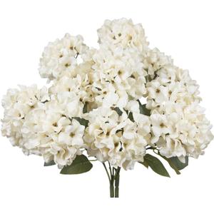 2 Pcs Hydrangea Artificial Flowers White Faux Hydrangeas Flower Outdoor Artificial Flowers Bouquets Silk Hydrangea Flowers Stems for Home Decor Party Floral Arrangements Wedding Centerpieces