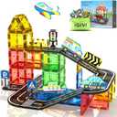 Magnetic Tiles Road Set, STEM Magnetic Blocks for Kids Ages 3-5 4-8 5-7, Construction Magnet Tiles Kids Toys, Christmas Birthday Gift for Boys Girls Ages 3+