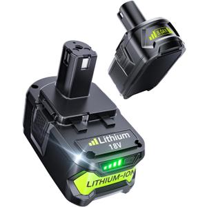 2 Packs 8.0Ah High Capacity Replacement for Ryobi 18v Battery, Compatible with Ryobi 18-Volts ONE+ System Cordless Power Tools and Charger