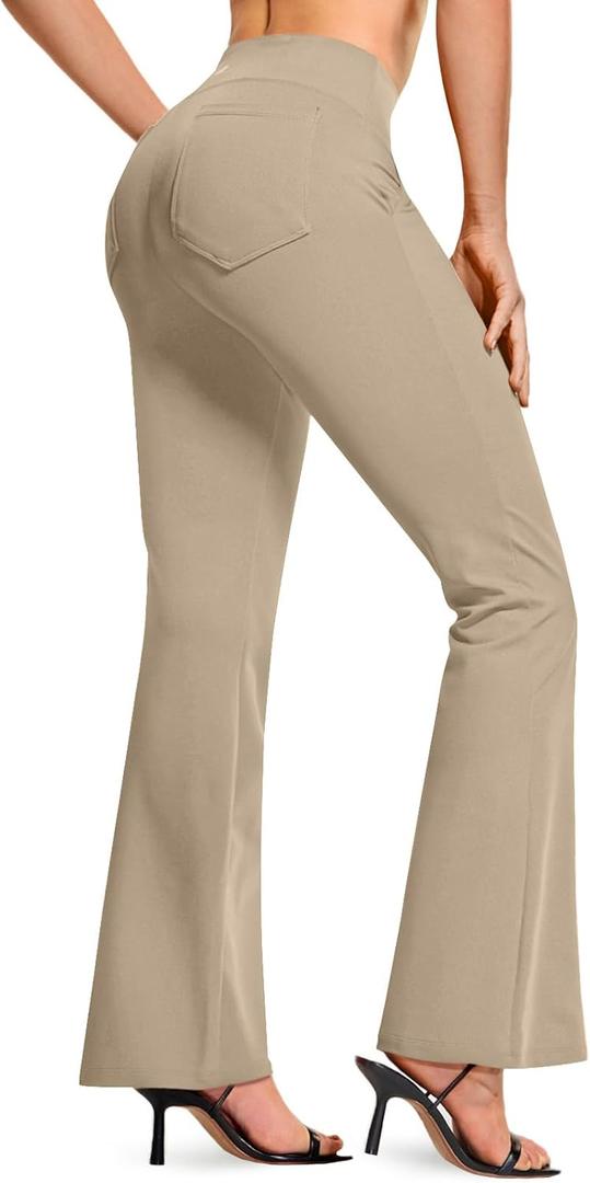 TSLA Women's Yoga & Dress Pants, Office Business Casual Work Slacks, Stretch Straight Leg/Bootcut Pants with 4 Pockets, XS 