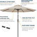 10FT Patio Umbrella, Outdoor Umbrella with Push Button Tilt and Crank, 8 Sturdy Ribs, UV Protection & Waterproof Market Umbrella for Pool, Backyard, Beach,Deck (Beige)