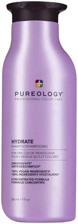 Pureology Hydrate Shampoo - For Dry or Color Treated Hair, Moisturizing Shampoo For Hydration & Softness, With Rose Extract & Green Tea, Vegan & Sulfate-Free