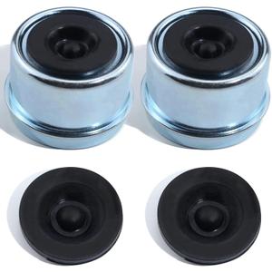 2pcs Trailer Axle Dust Cap Cup Grease Cover 1.98" Hub with Extra 2 Rubber Plugs,Trailer Axle Wheel Hub and Bearing Dust Cap for Most 2000 to 3500 Pound Axles Dexter