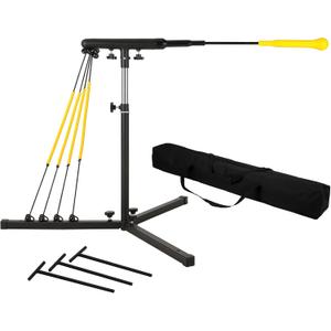 Baseball Softball Swing Trainer with 4 Power Bands, 31-43 In Adjustable Baseball Hitting Trainer with 3 Ground Nails, Carry Bag. Baseball Training Equipment Improve Power, Speed, Coordination