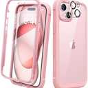Diaclara Designed for iPhone 15 Case, Full Body Rugged Case with Built-in Touch Sensitive Anti-Scratch Screen Protector, with Camera Lens Protector for iPhone 15 6.1" (Coral Pink)