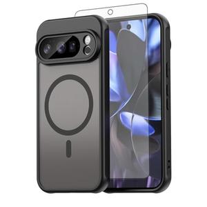 Asuwish Phone Case for Google Pixel 10 Pro 5G, Compatible with Magsafe Magnetic, Translucent Matte Anti-Fingerprint Back, Military Grade DropProof Shockproof Protective Cell Cover 10Pro Ten Men Black