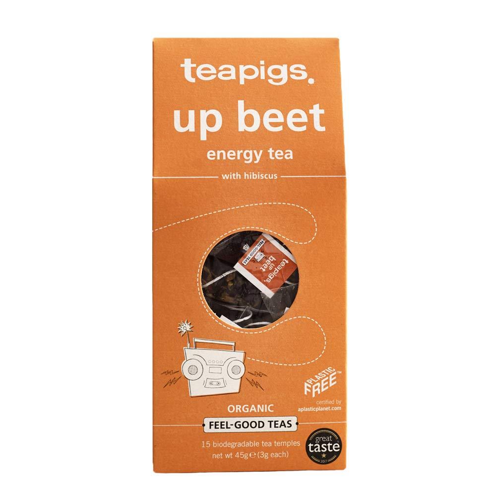 Teapigs Organic Up Beet Tea Made With Whole Tea Leaves, Natural Ingredients, Non-GMO, Energy Boosting Hibiscus â€“ 15 Count (1 Pack of 15 Tea Temples) (EXP 10/03/26)